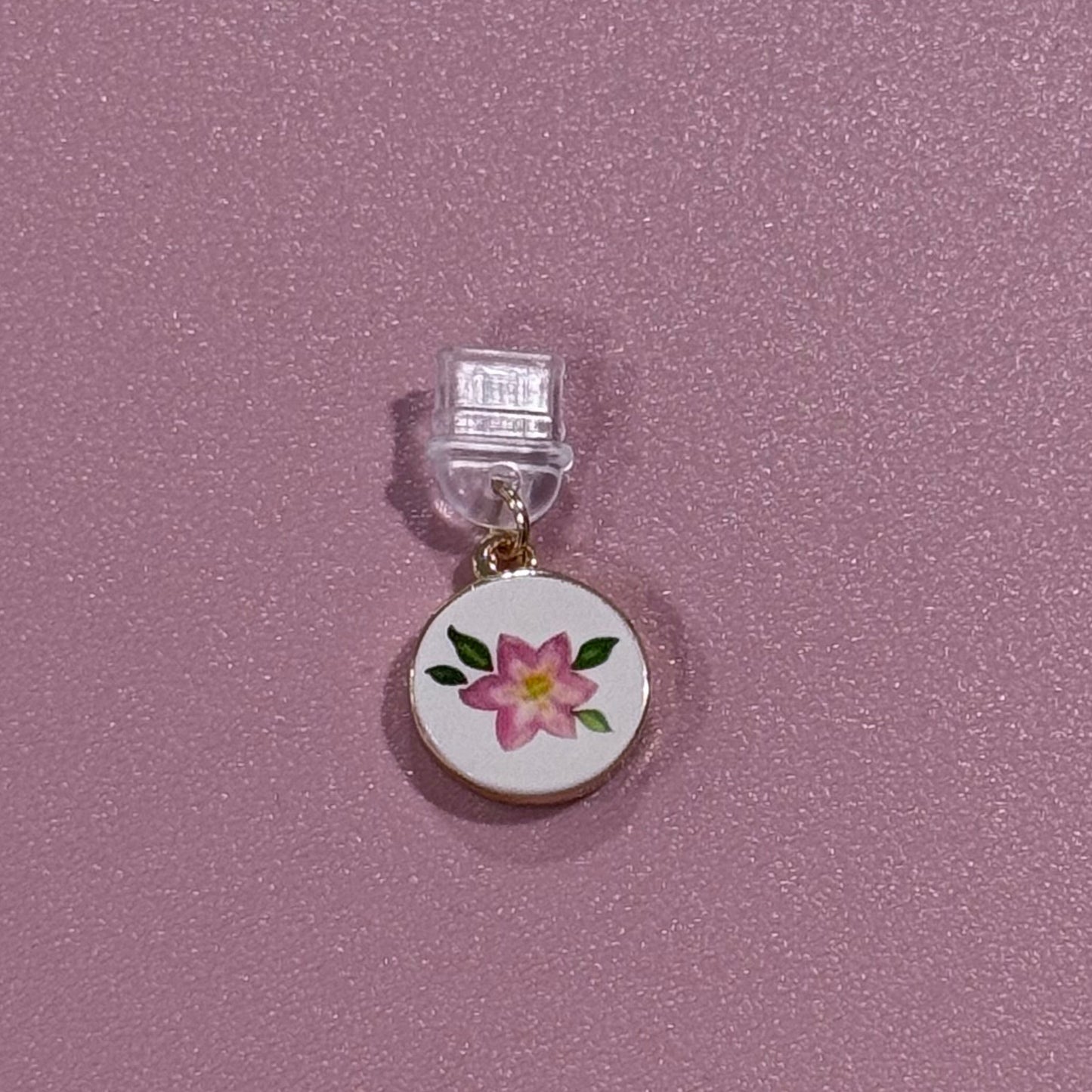 Gold Plated Pink Flower | Dust Plug